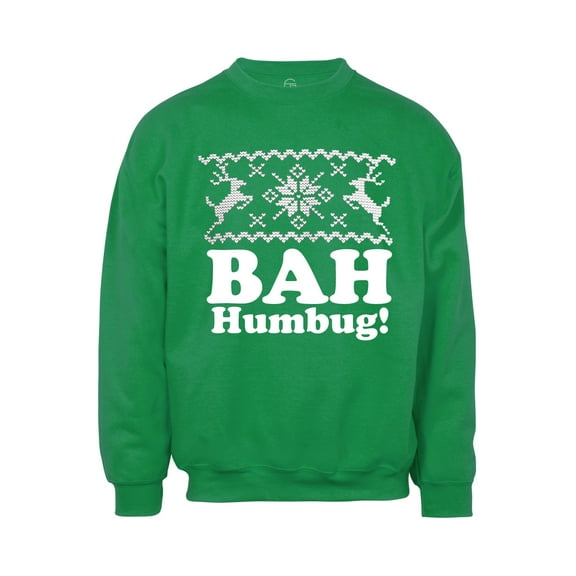Mens Bah Humbug! Ugly Christmas Ugly Sweatshirt - Green - Large
