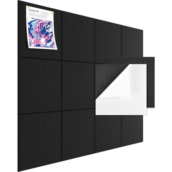 Cork Boards for Wall 48" X 36", 12 Pack Black Bulletin Board with Adhesive Backing, Felt Corkboard Tiles for Photos, Notes, Memos, Office Walls Organizer$$Office