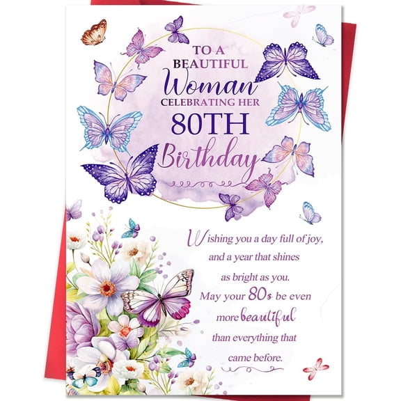 80th Birthday Card Gifts for Women | Cool Gifts for 80 Year Old Woman, 80th Birthday Decorations for Grandma 8x5.3 Inches, Double Sided