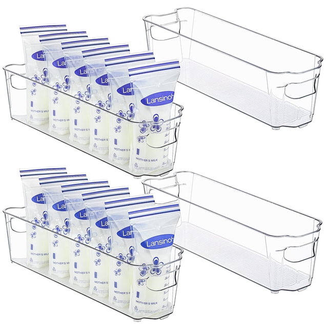 Juego de recipientes para almacenamiento de leche materna Vtopmart, 4 piezas, transparentes