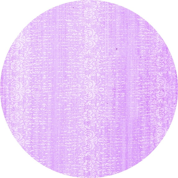 Ahgly Company Indoor Round Abstract Purple Contemporary Area Rugs, 6' Round