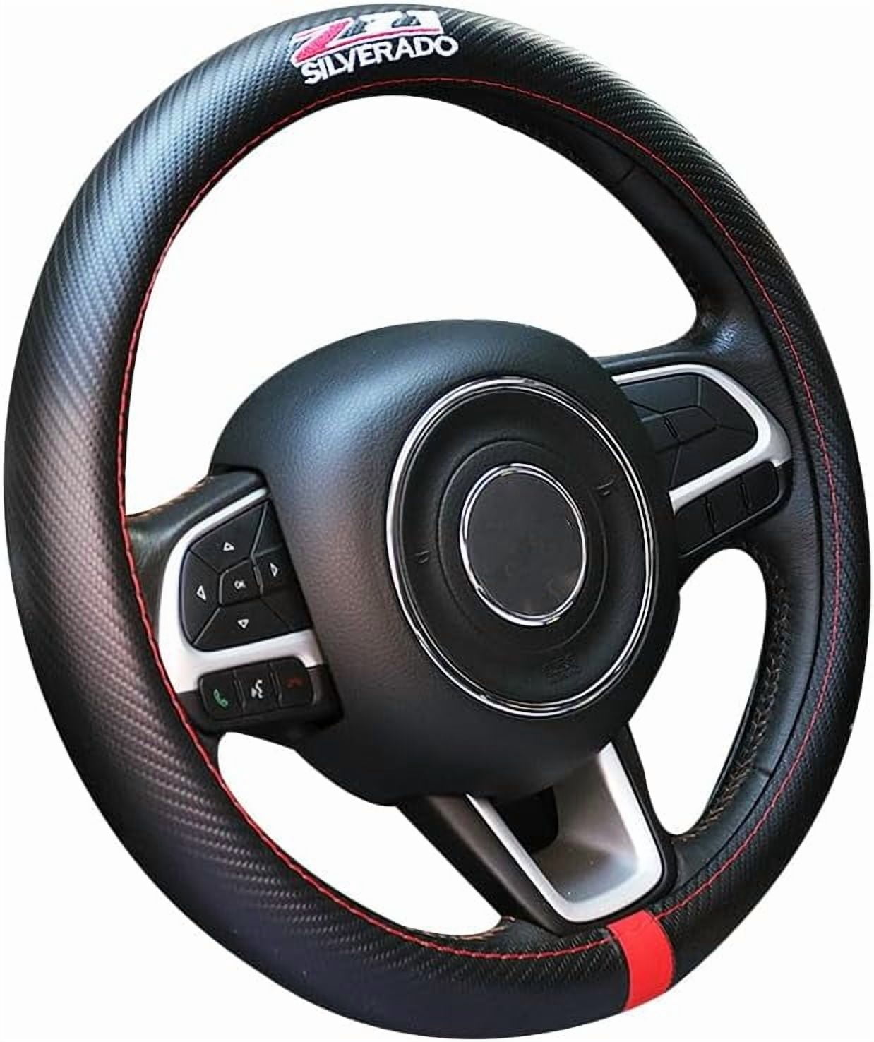 Embroidered Z71 Steering Wheel Cover Forgmc Silverado, Leather Made Fits 15'' Diameter, asd23