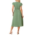 thumbnail image 3 of INSPIRE CHIC Women's Summer Dresses 2026 Ruffle Short Sleeve V Neck Button Flowy A-Line Midi Dress with Pockets S Green, 3 of 6