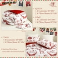 thumbnail image 3 of Exclusivo Mezcla Christmas Queen Size Comforter Set, 3 Pieces Reversible White and Rust Red Down Alternative Comforter Sets, Printed Christmas Reindeer Wreaths Pattern, 3 of 6