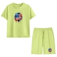thumbnail image 6 of Kids 4th of July Outfit Unisex Green Patriotic 2 Piece Summer Clothes Set Short Sleeve T-Shirt and Shorts,Size 9 T, 6 of 9