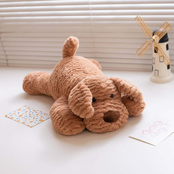 Fiudx Muñeco de Perro Acostado, Compañero Realista y Tierno, Juguete de Peluche Suave, Ideal para Abrazos Acogedores, Decoración Del Hogar, Regalo para Amantes de Las Mascotas, Presencia Reconfortant