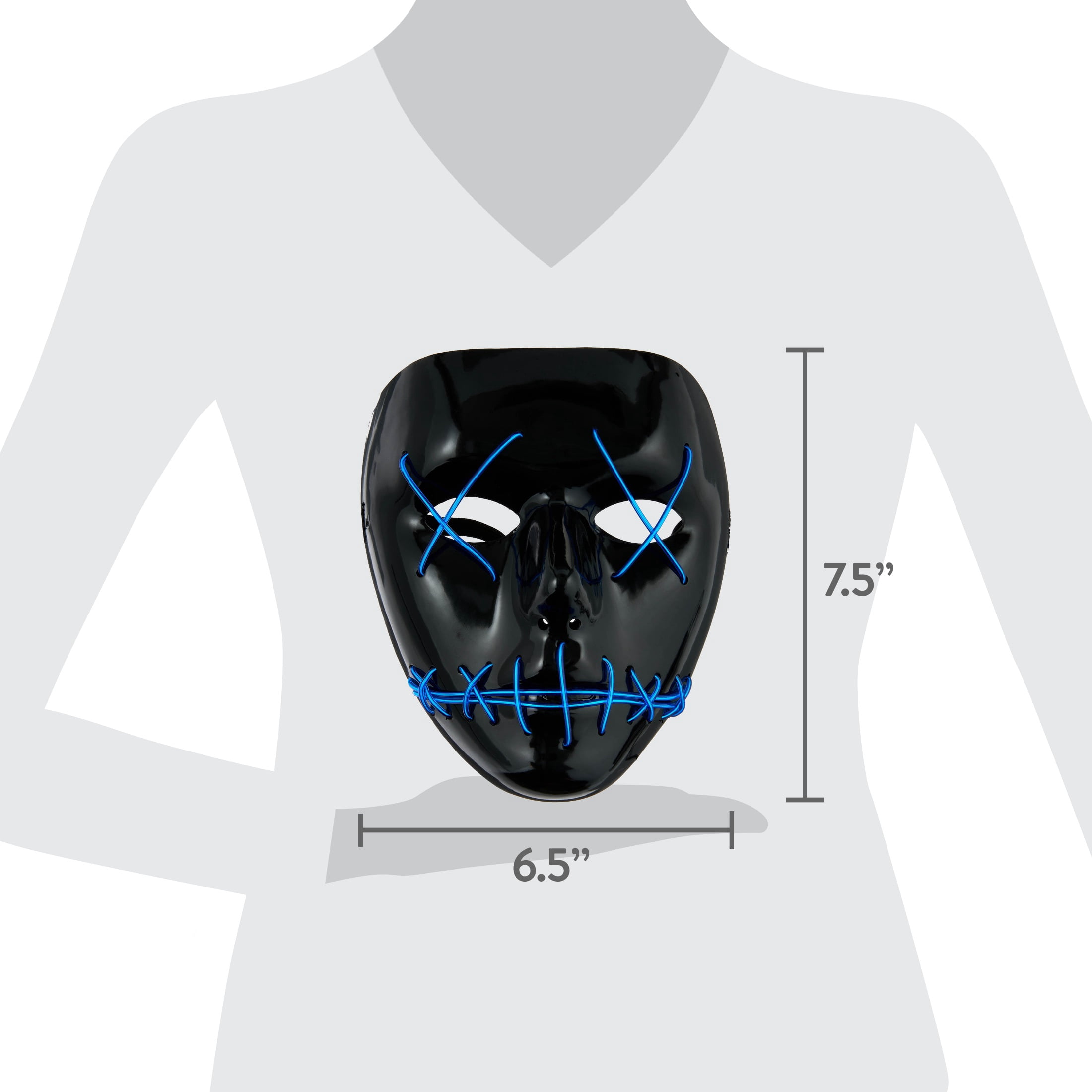 Light-Up Stitched Mask Costume Accessory for Adults, Black and Blue, Halloween by Way To Celebrate