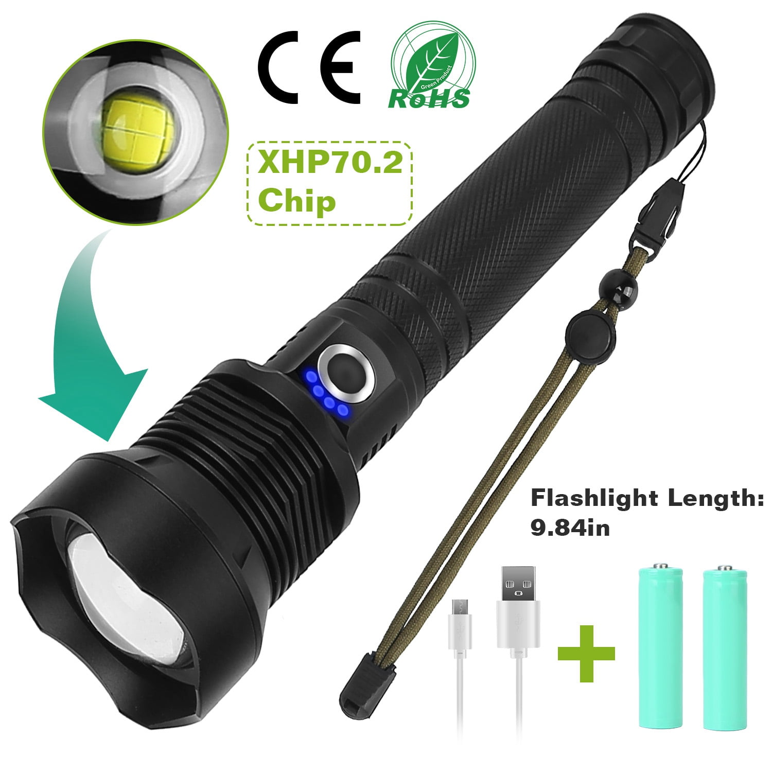 iMounTEK LED Tactical Flashlights USB Rechargeable Flashlight Water ...