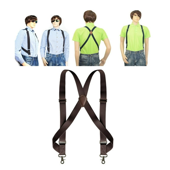 Suspender for Men, Adjustable Suspenders with Elastic Straps X Type Construction Coffee