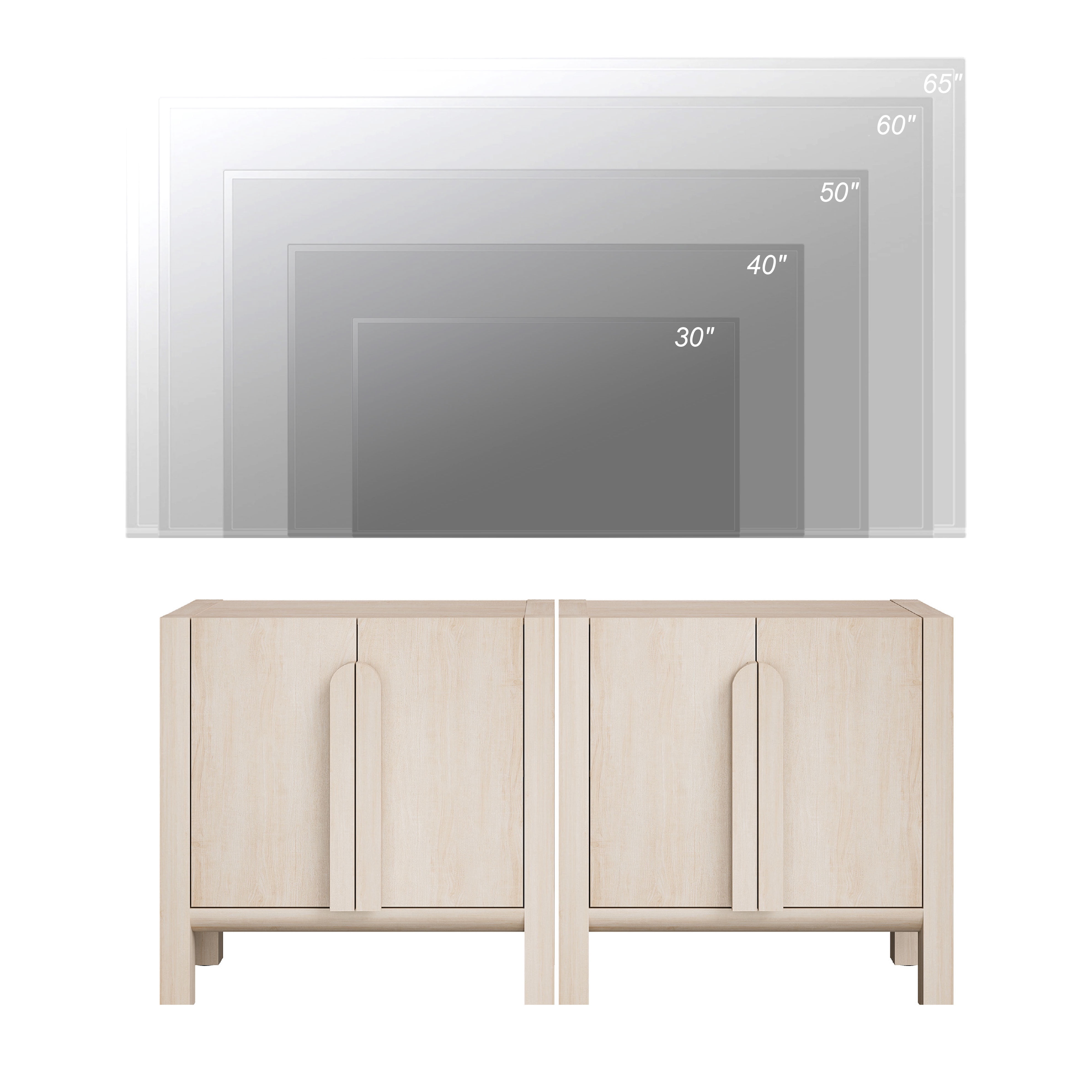 63" Mid-Century Modern TV Stand with Storage, Entertainment Center with 4 Doors and Adjustable Shelves,Wooden TV Console for Living Room