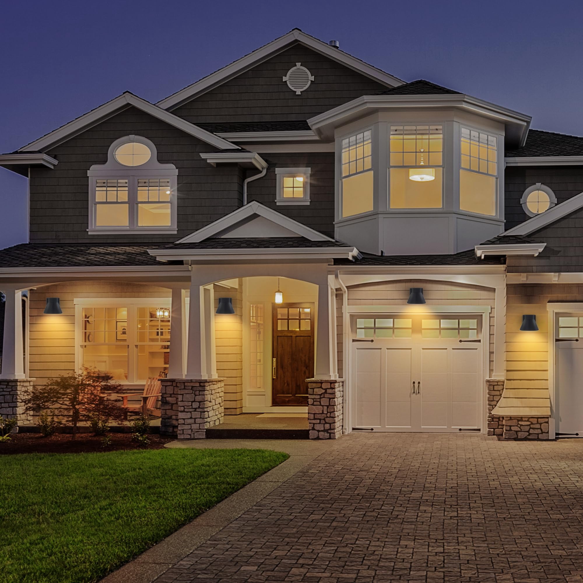 2 Pack Led Outdoor Wall Light Fixtures  Black Front Porch Lights Mount Lighting Exterior Waterproof Lantern Fixture Anti-rust Farmhouse Sconce For Patio Doorway Garage