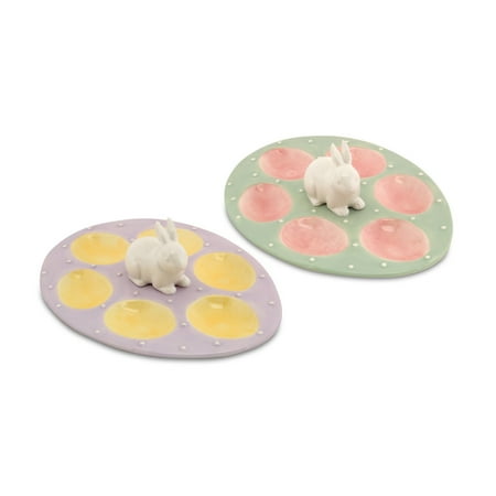 Deviled Egg Platter - Melrose International Easter Bunny Deviled Egg Plate - Set of 2