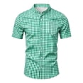 thumbnail image 5 of VeFlora Kids Oktoberfest Lederhosen Shirt, Boys Traditional Bavarian Plaid Stand Collar Long Sleeve Shirt, Lightweight Casual Top for Party and Daily Wear(Green3/12-13 Years), 5 of 5