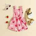 thumbnail image 3 of Douhoow Floral Denim Overalls for Kids Baby Girls Strawberry Suspender Jumpsuits Shorts 12 18 24 Months 3 4 5 6 Years Toddler Summer Pocket Rompers, 3 of 9