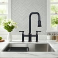 thumbnail image 4 of Wowow Bridge Kitchen Faucet: 3 Holes Kitchen Faucet with Pull Down Sprayer - Two Handles 8 Inch Centerset Kitchen Sink Faucet, 360° Swivel Spout, 4 of 8