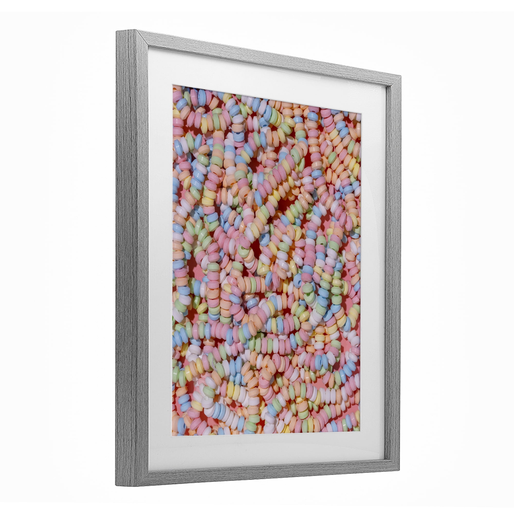 Stupell Industries Pastel Candy Necklace Gray Framed Print Under Glass, design by LISH Creative