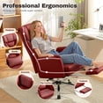 thumbnail image 6 of COOLHUT Big and Tall Office Chair, High Back Executive PU Leather Desk Chair with Footrest, Ergonomic Home Office Chair Computer Chair with Lumbar Support & Padded Armrest, Burgundy Red, 6 of 11