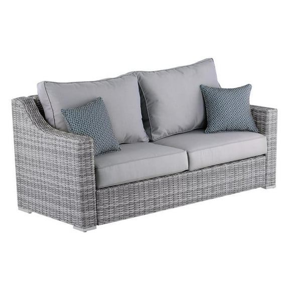 Afuera Living Wicker / Rattan Outdoor Sofa with Metal Frame in Gray