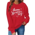 thumbnail image 2 of Feancey Women's Crewneck Pullover Sweatshirts Cute Love Heart Print Graphic Sweatshirt Comfy Fleece Lined Long Sleeve Shirt Fashion Spring Tops Red L, 2 of 6
