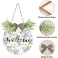 thumbnail image 2 of Coolnut Welcome Sloth Cute Cartoon Welcome Sign for Front Door, Rustic Wooden Wall Sign with Artificial Leaves for Home Farmhouse Porch, 12" Round Home Decor, 2 of 7