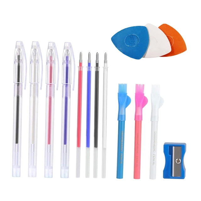 4 bolígrafos borrables con calor con 4 recambios de bolígrafo borrables, lápiz de de tela, bolígrafos de borrado con calor, lápices, tiza y SM SunniMix Pluma borrable con calor para coser