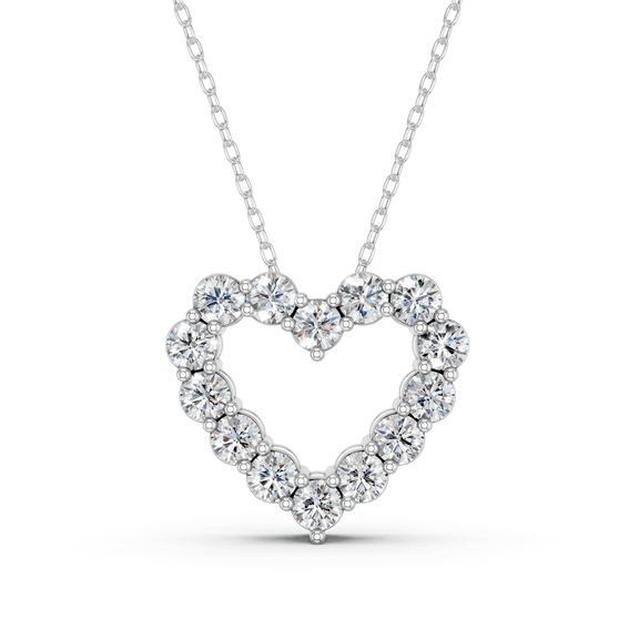 KEEVA JEWELS 0.90 Carat E-F/VVS-VS High Quality Round Moissanite Pendant Necklace for Women, 18 inch Length,Valentine Gift Heart Shape Jewelry, White Gold Plated Silver