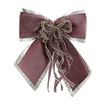 Purple Christmas Bows - Colth Bows with Silver Edge for Christmas Tree, Christmas Decorations for Tree, Garland, Christmas Tree Ornaments, 12.6 In