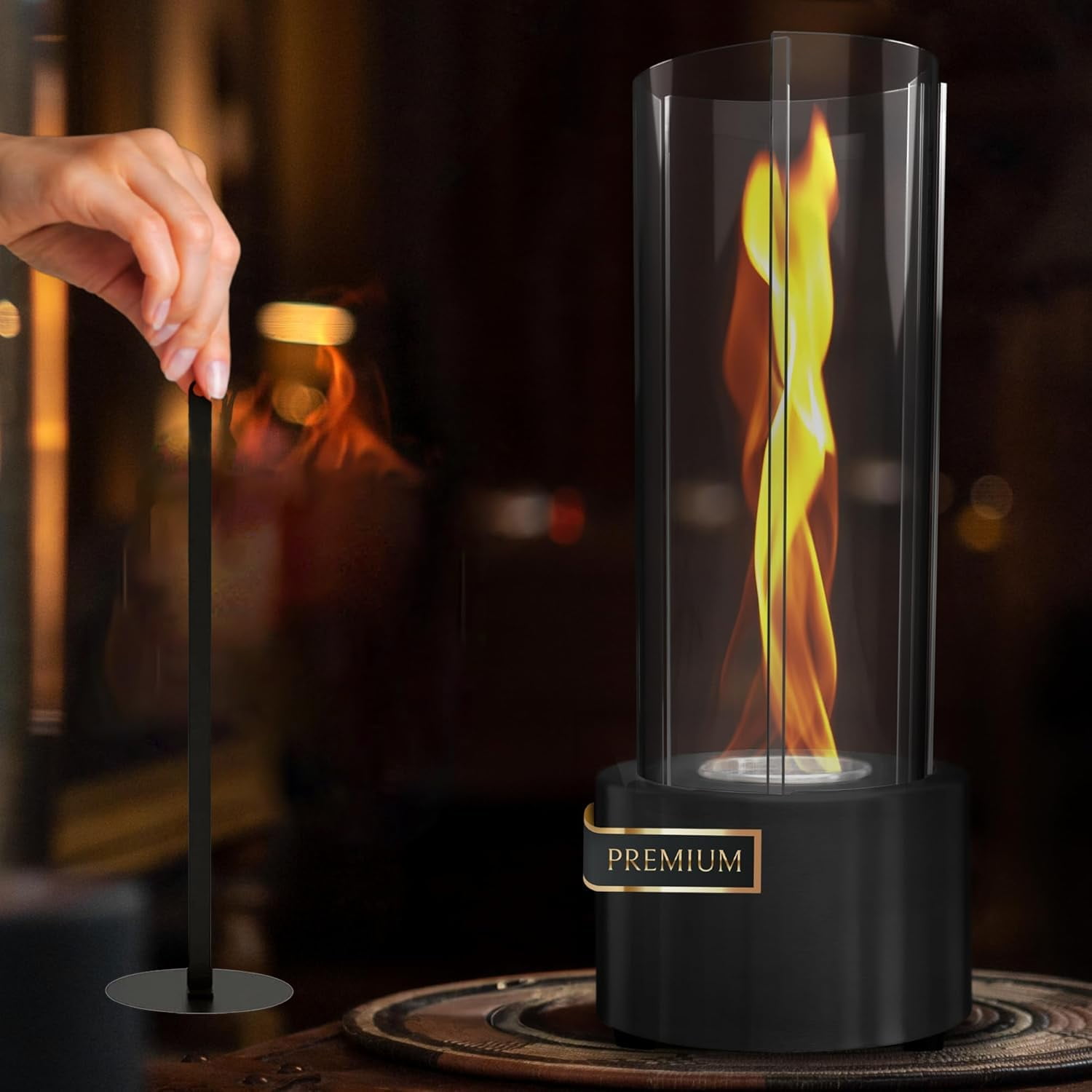 Glanzfeuer Tornado Tabletop Fireplace, Metal Ethanol Fire