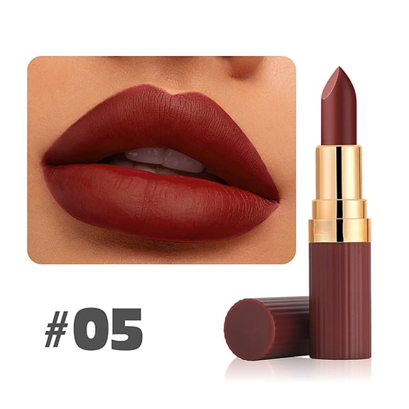 Velvet Matte Lipstick, High Pigmented Long-Lasting Waterproof Lip Stick, Nude Matte Soft Dark Color Stick, Longwear Non-Drying Lip Makeup Cruelty-free 24 Hours, No Cracking or Flaking