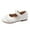 White, variant on Little Girls Mary Jane Shoes Soft Leather Flats with Lace Trim & Pearl Ankle Strap Flower Girl Dress Shoes Kids for 1-6T