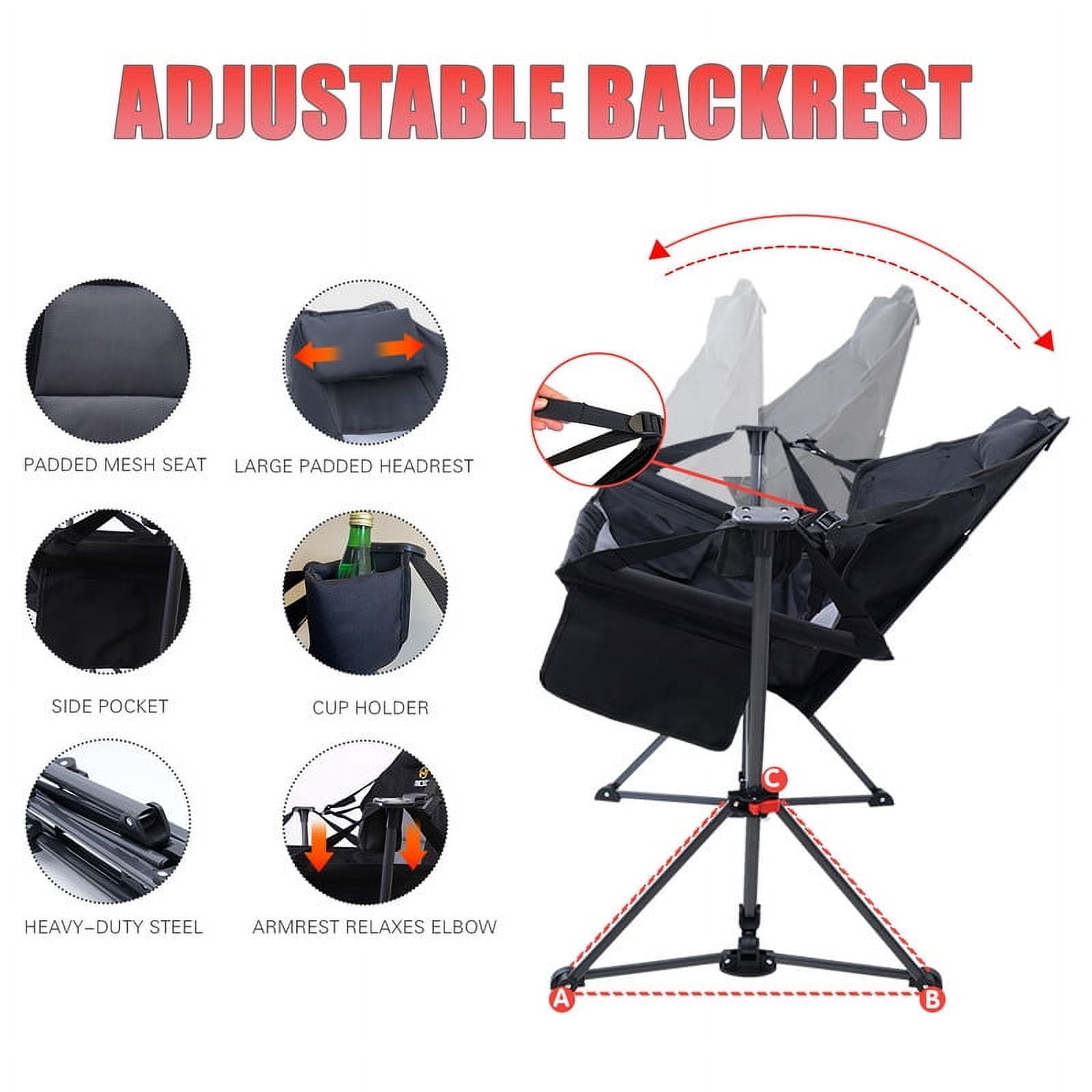 Portable Hammock Chair, Lightweight Rocking Camping Chair with Cupholder, Pocket, and Easy Carry Design for Outdoor Adventures (1 Pack)