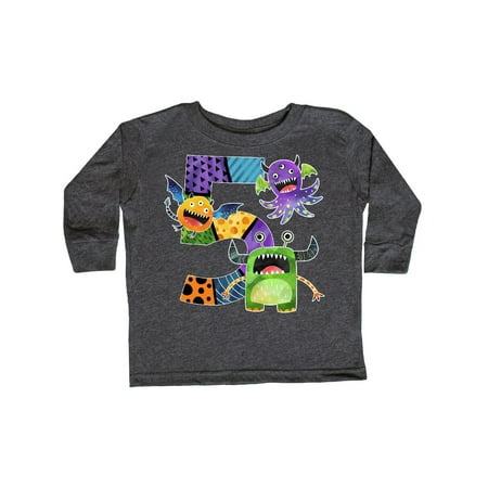 

Inktastic Fun Monsters Fifth Birthday Gift Toddler Boy or Toddler Girl Long Sleeve T-Shirt