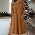 thumbnail image 2 of RYDCOT Fall Winter Dresses for Women 2024 Women's Casual Fluffy Fleece Sherpa Hooded Dress Oversized Plush Fuzzy Pullover Coat with Pockets on Clearance, 2 of 8