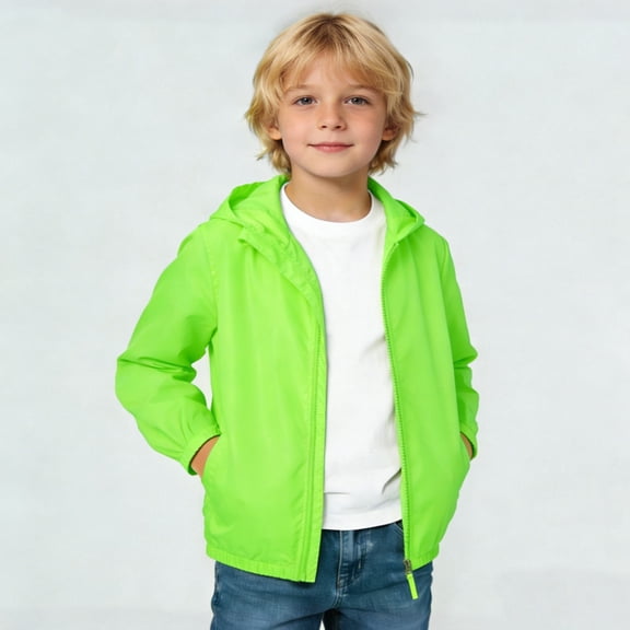 MADHERO Lightweight Long Sleeve Rain Coat Windbreaker Jacket (Little Boys), Size 12
