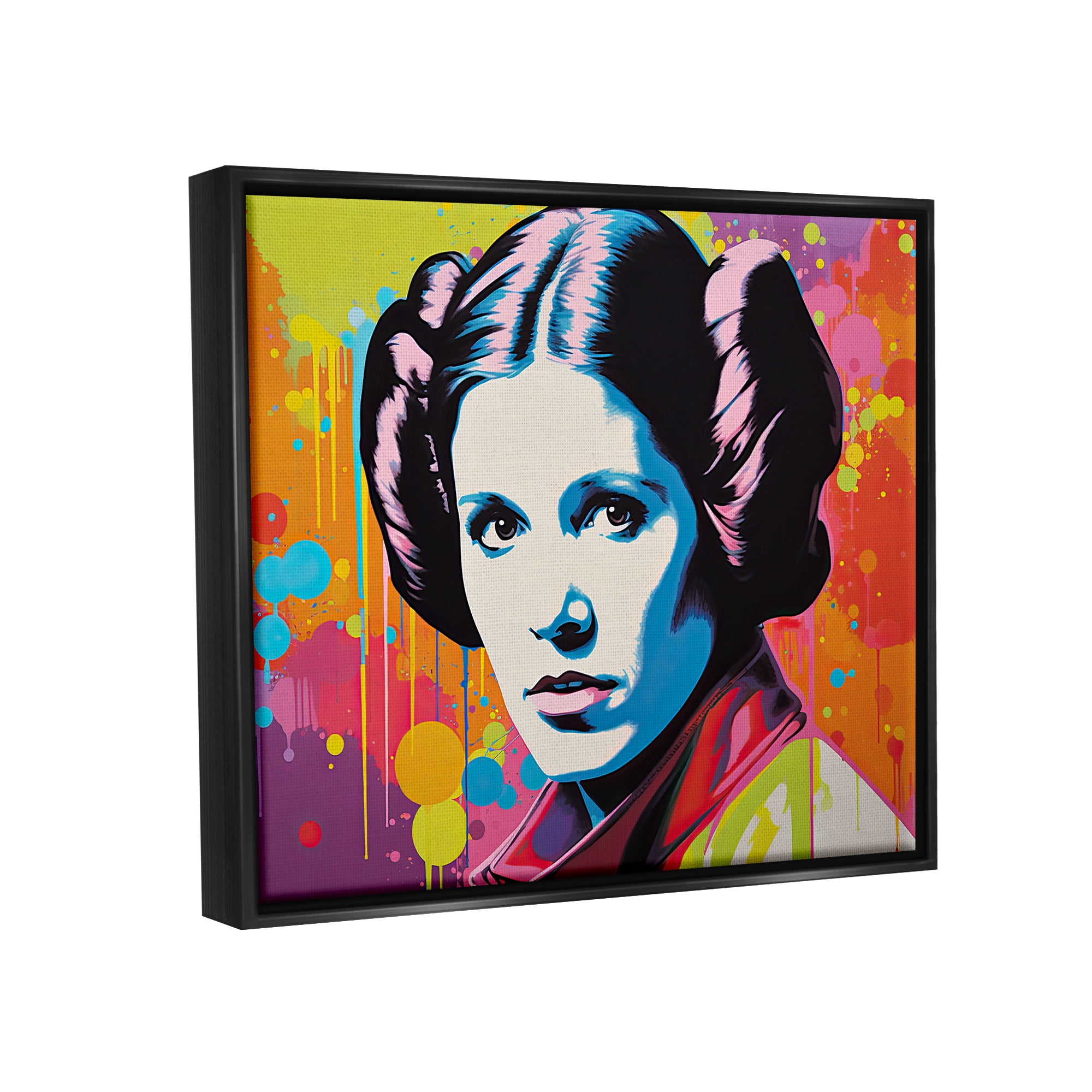Stupell Industries Paint Splash Leia Fairy Tales & Fantasy Painting Black Floater Framed Canvas Art Print Wall Art, 31 x 25