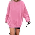 thumbnail image 3 of Langwyqu Solid Color Spring Fall Women Long Sleeve Loose Hoodies Sweatshirt, 3 of 5