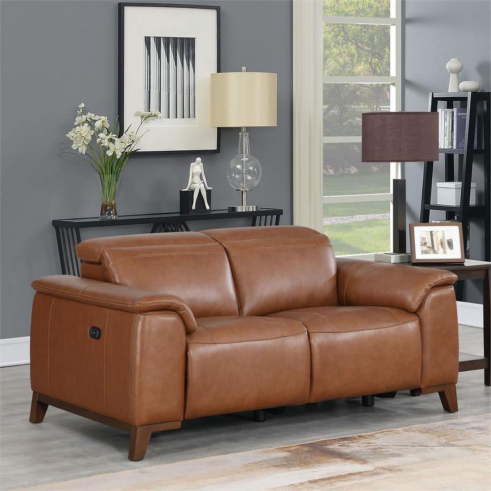 Walker Brown Top Grain Leather Power Reclining Sofa And Loveseat