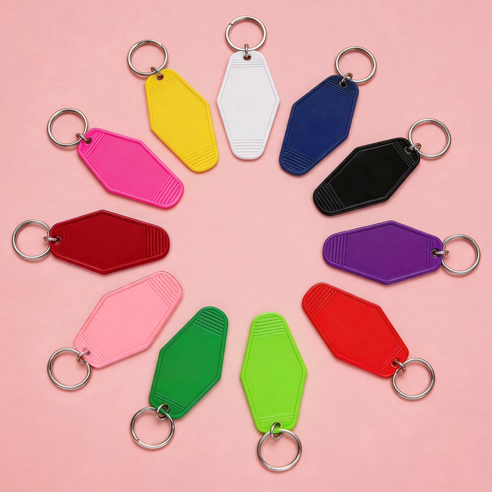 Uxcell 55 Pcs Blank Hotel Keychain Tags - Light Green Vintage Motel Key Tag Plastic Rhombus Keychain with Key Ring,[for Vinyl DIY Crafts Car Ornament Sublimation Luggage Label]