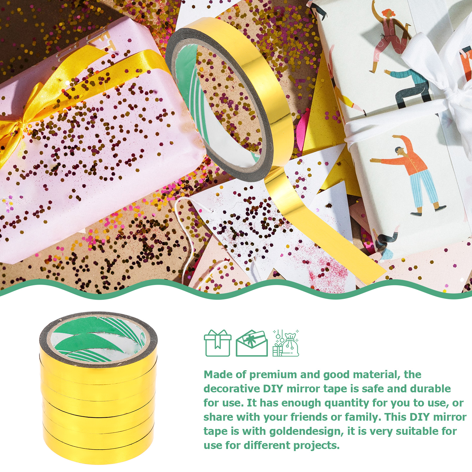 Supvox Mirror Tape for Crafts, Graphic Art, Wall Decoration, Wrapping, and Home Projects