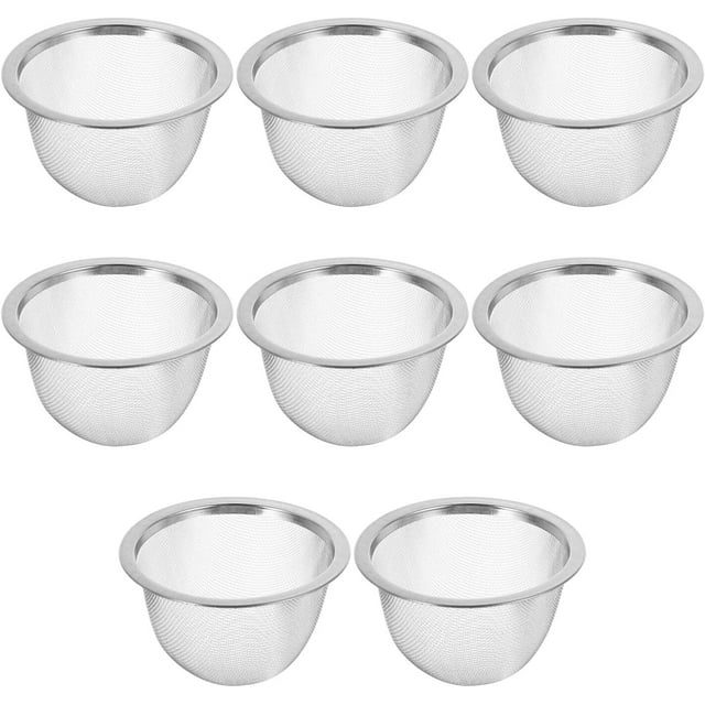 Alipis Stainless Steel Tea Filter, 8pcs Fine Mesh Strainer Insert Metal Teapot Replacement Tea Steeper Basket 7.6cm