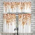 thumbnail image 3 of Alishomtll Fall  Kitchen Curtains and Valances Sets Orange Floral Print Kitchen Curtains 3 Piece Set 36 Inches Long,Rod Pocket, 3 of 9