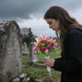 thumbnail image 5 of Dienrx Artificial Cemetery Flowers with Vase, 1 PCS Memorial Flowers for Graveside, Outdoor Silk Lily and Rose Arrangements, Sympathy Decor for All Seasons, Faux Plants, 5 of 6