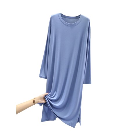 

FEREMO Women s Long Sleep Dress Modal Side-Split Dress Loose House Wear