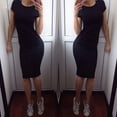 thumbnail image 3 of MYG Mode Femmes Manches Courtes Bodycon Casual Soirée Cocktail Mini Robe, 3 of 9