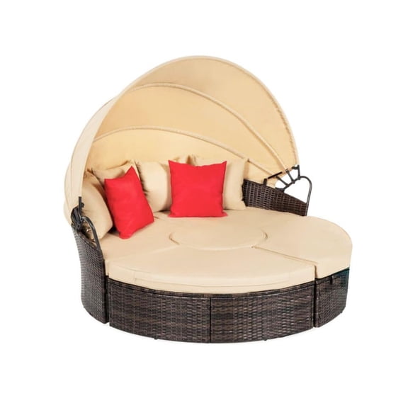 Garden Winds Custom Fit Replacement Canopy Top Cover Compatible with The SKY5389, SKY5815, SKY5816, SKY5817 Outdoor Patio Wicker Daybed - Upgraded Performance RipLock 350 Fabric