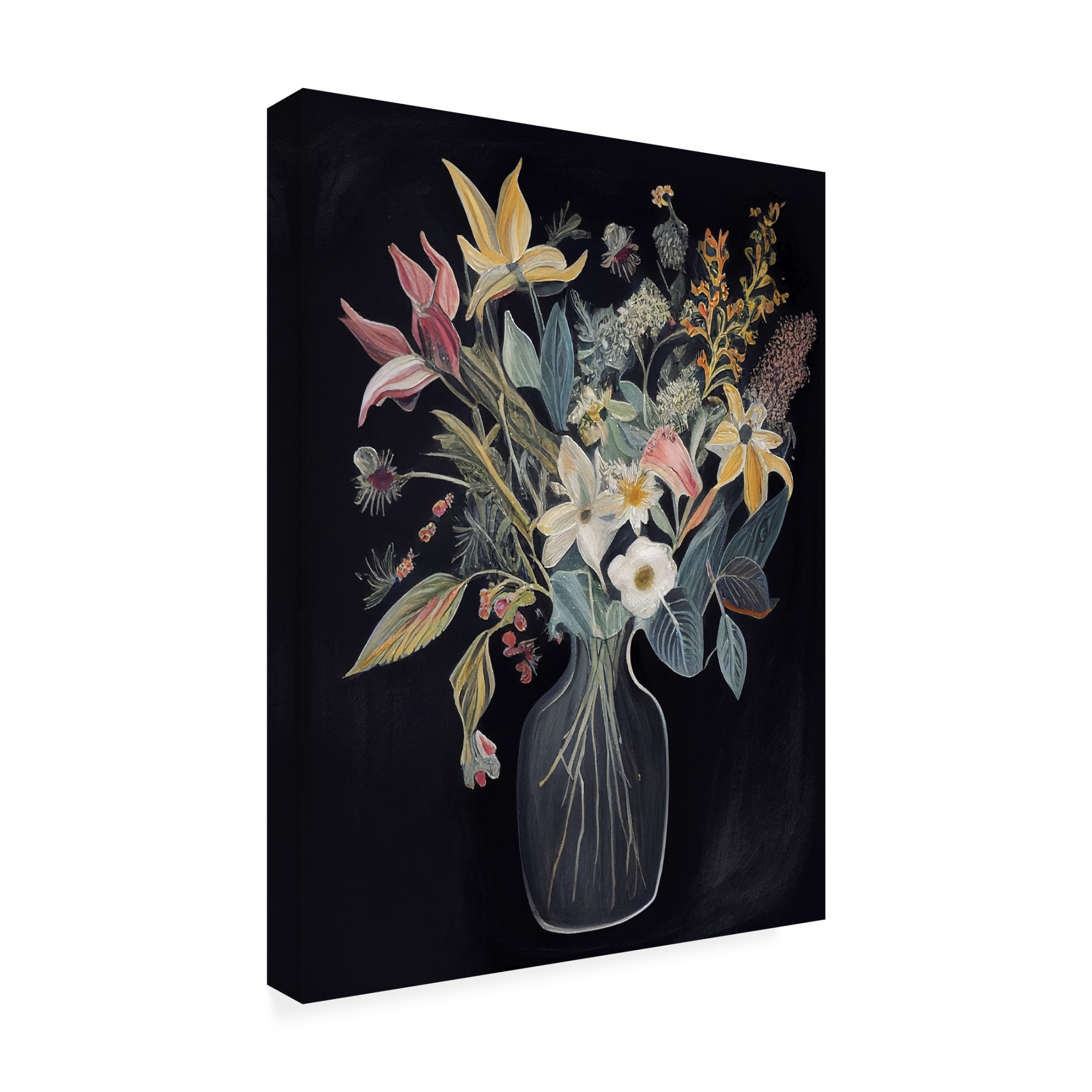 Canvas Wall Art - Sasha 'Flowers of the Night II' Wall Art for Living Room, Bedroom, or Office Décor by Trademark Fine Art - 14 x 19 Inches