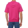 thumbnail image 3 of INSPIRE CHIC Men's Short Sleeve Hoodies Solid Color Zip Up Jackets with Hood 2XL Rose Red, 3 of 7