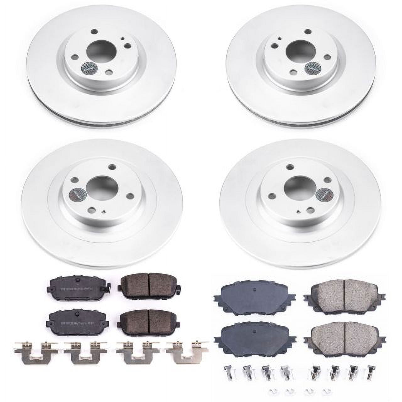 PowerStop Front and Rear Geomet Coated Brake Rotor and Pad Kit Fits: FIAT MAZDA Select Models CRK7359