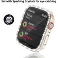 thumbnail image 3 of 2 Pack Bling Case with Tempered Glass Screen Protector for Apple Watch Series 3/2/1 42mm, All Round Full Protection Hard PC Cover Bumper for iWatch 7 Accessories, Silver+Clear, 3 of 5