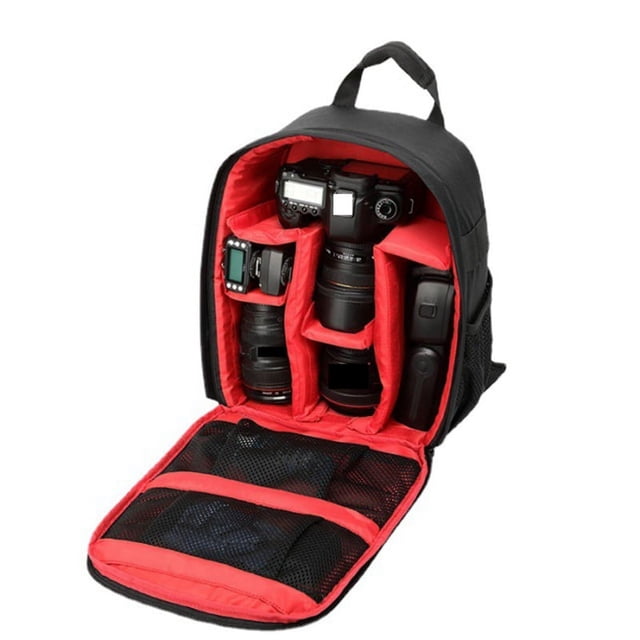 Multi-Functional Camera Backpack, Waterproof Outdoor Camera Bag for Hiking Travel Sprots-Red,1 x camera bag,Black Red